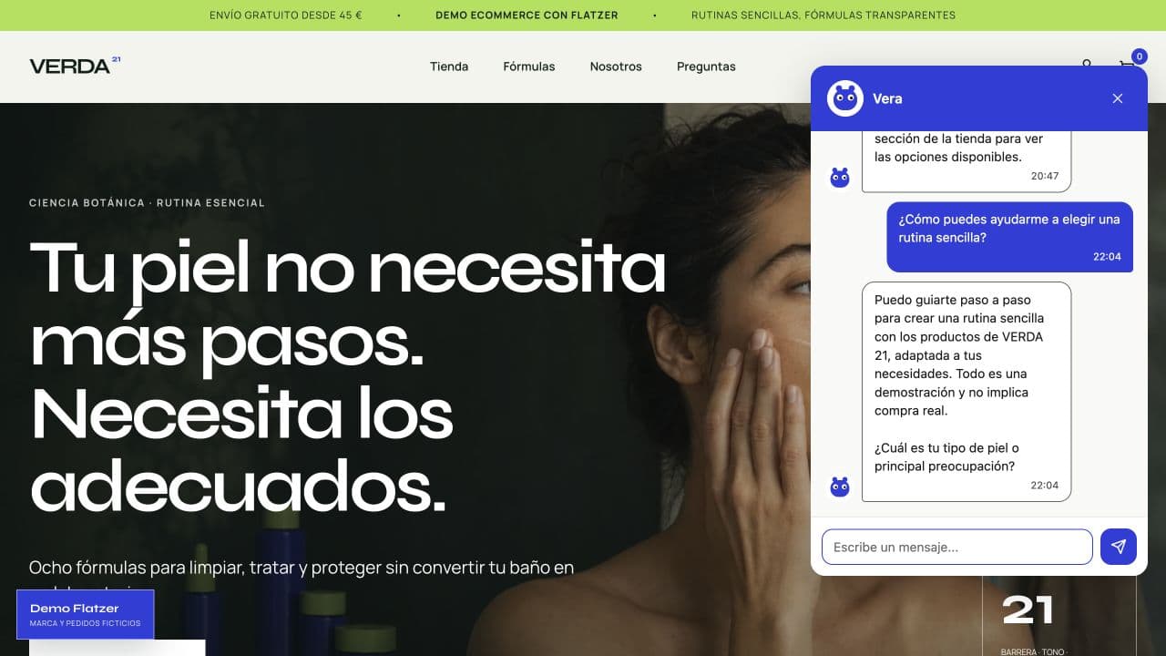 Widget de Flatzer abierto en un storefront Magento